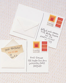 save-the-dates, mini-envelope postcards
