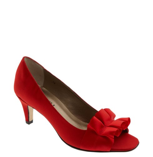 red ruffle shoes